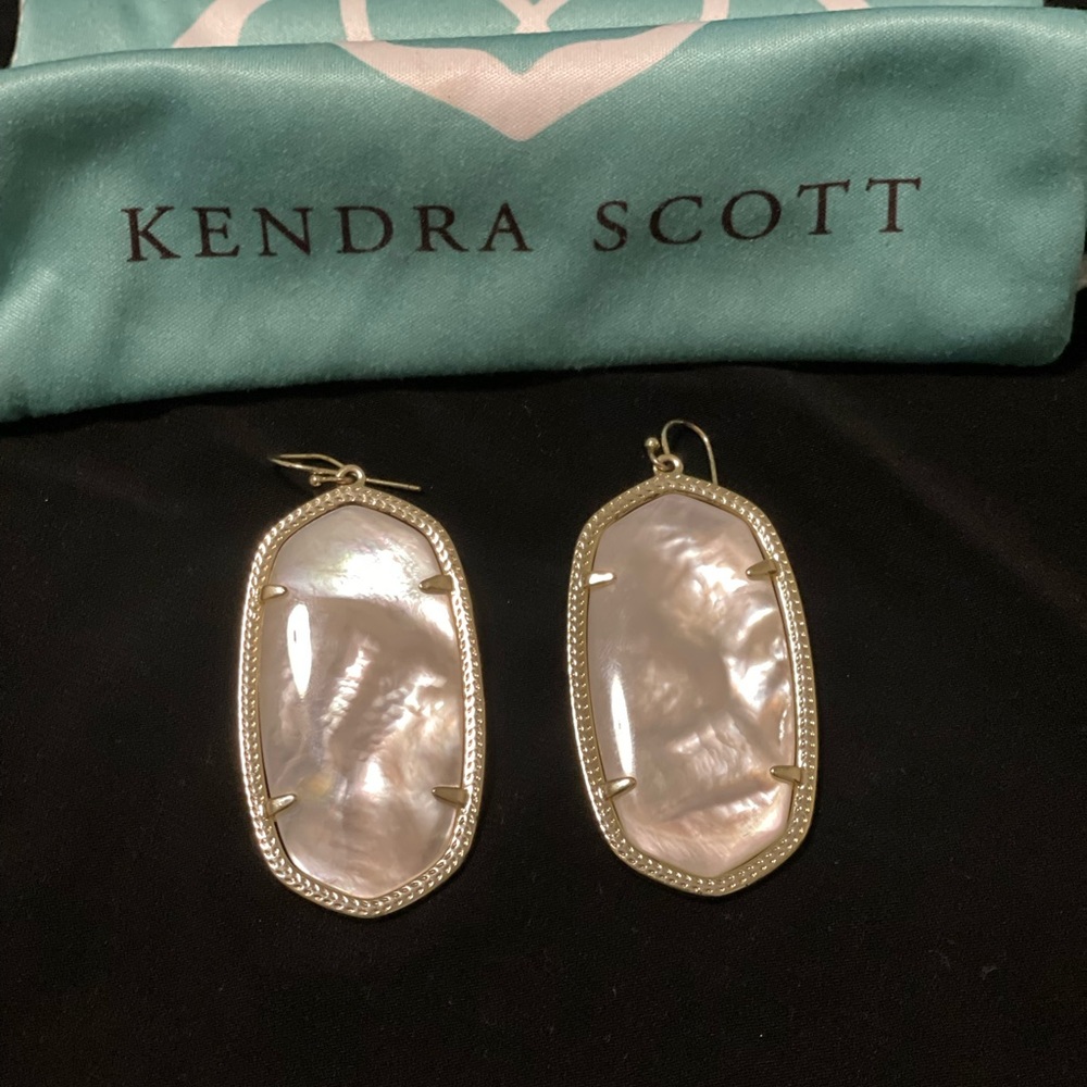 Elle Gold Drop Earrings in Ivory Mother of Pearl